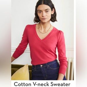 NWT Boden Cotton V-Neck Sweater - Pink Size Medium